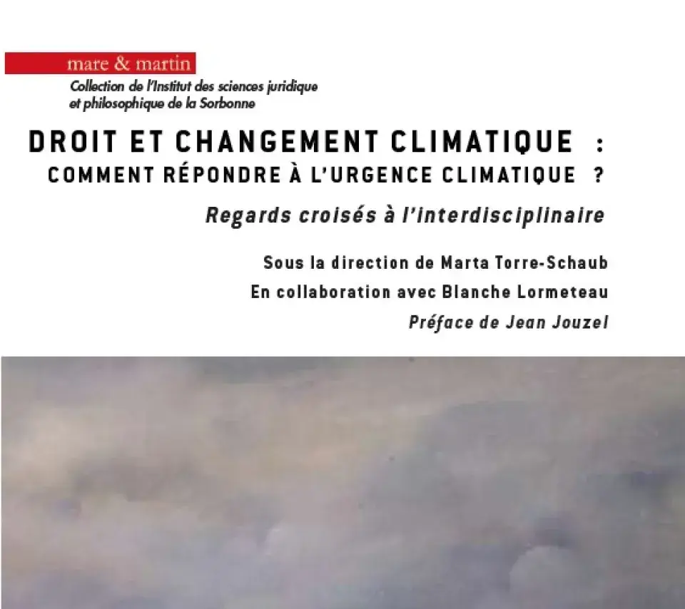 Couverture Droit et changement climatique présentant un ours polaire sur la banquise